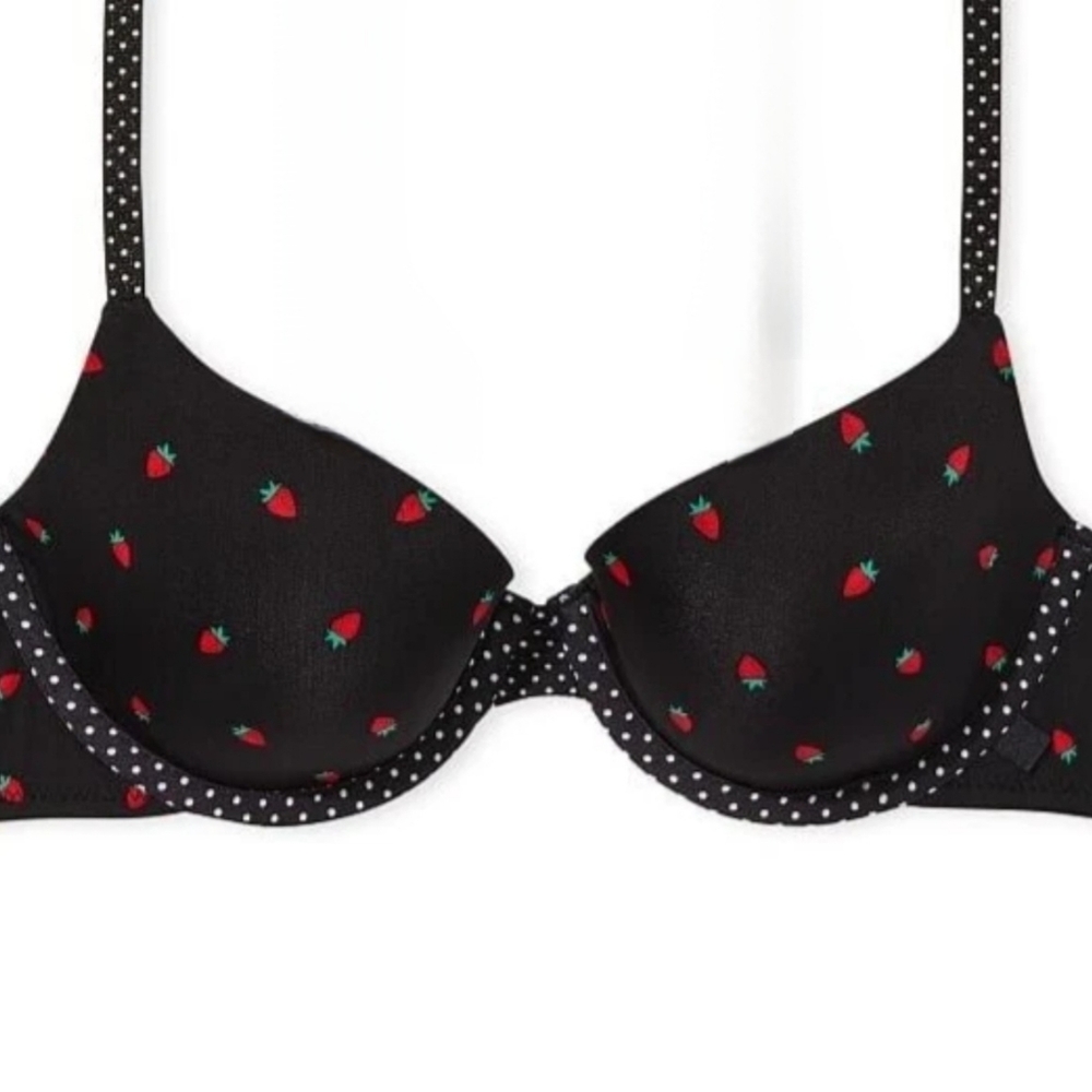 VICTORIAS SECRET Lined Demi Strawberry Print Bra 36DD